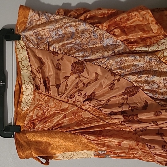 Jack Pot NY 100% Silk Bohemian Festival Patchwork Ruffle Tiered Wrap Skirt OSFM - Picture 2 of 12